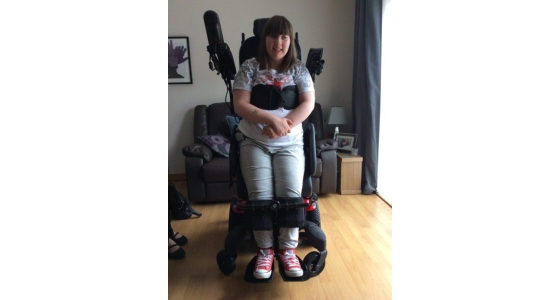 Happy customer Lauren Innes gets her new Jive Up electric standing wheelchair