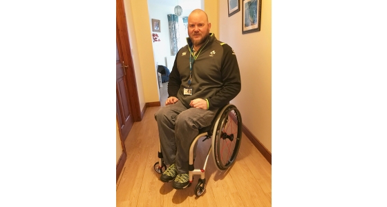 Mark Fenton takes delivery of his new RGK Tiga wheelchair