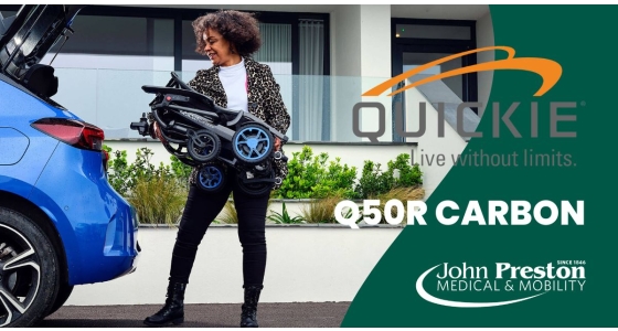 The new Quickie Q50R Carbon - Folding Electric Wheelchairs at John Preston