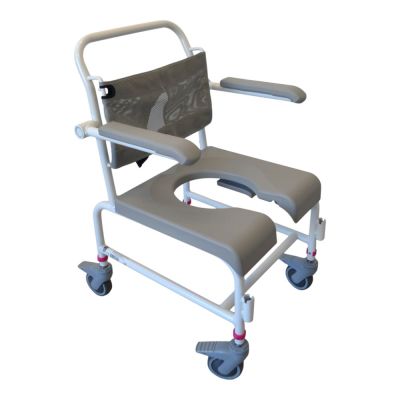 M2 Mobile Shower Commode Horseshoe Seat Mesh Back 150kg